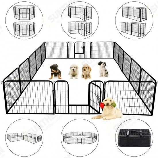 Heavy Duty Metal Dog Exercise Playpen Fence for Indoor Outdoor 16 Panels 32 Inch Height