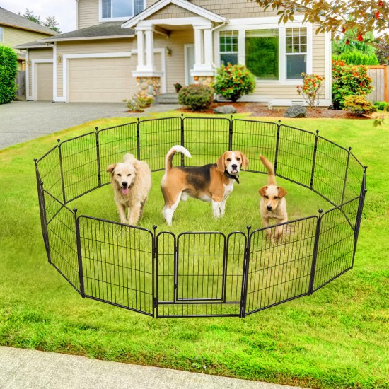 Heavy Duty Metal Dog Exercise Playpen Fence for Indoor Outdoor 16 Panels 32 Inch Height