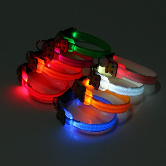 Pet collars Pet Dog Cat Waterproof LED Lights Flash Night Safety Nylon Collar Adjustable