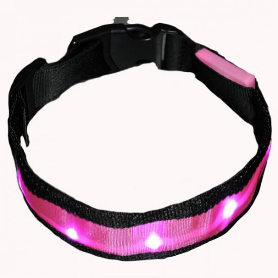 Size L Nylon Safety Flashing Glow Light LED Pet Dog Collar