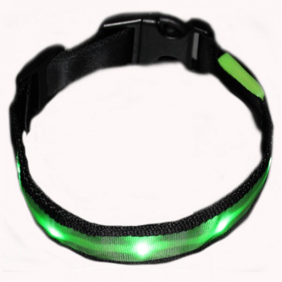 Size L Nylon Safety Flashing Glow Light LED Pet Dog Collar