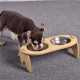 Stainless Steel Pet Bowl with High Quality Wood Mat Feeder Single/Double Bowls Set for Dogs Cats and Pets