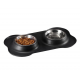 Stainless Steel Pet Bowl with Non-Skid Silicone Mat Feeder Double Bowls Set for Dogs Cats and Pets