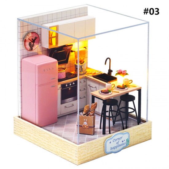 Corner of Happiness DIY Cabin Happiness One Pavilion Series Doll House With Dust Cover