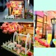 DIY Cabin Hand-assembled Doll House with LED Light Home Decor Model Toys