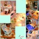 DIY Cabin Hand-assembled Doll House with LED Light Home Decor Model Toys