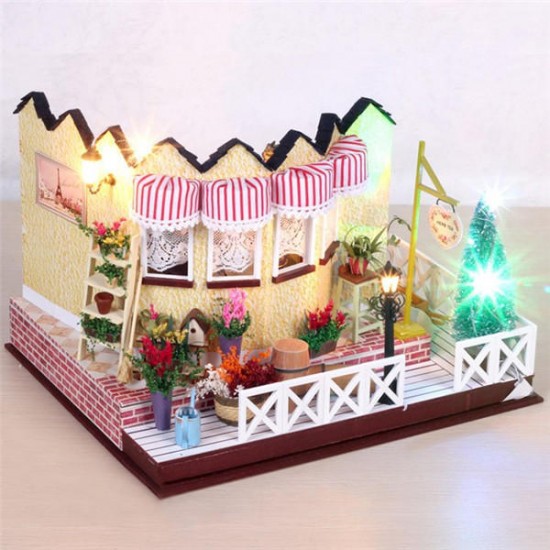 LY001 Herb Tea Vanilla Milk Tea House DIY Dollhouse With Music Light Cover Miniature Model