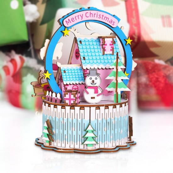 DIY Assembled Christmas Eve and Thanksgiving Christmas Music Box Doll House Model Toy