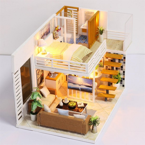 K031 Simple And Elegan DIY Doll House With Furniture Light Cover Gift Toy