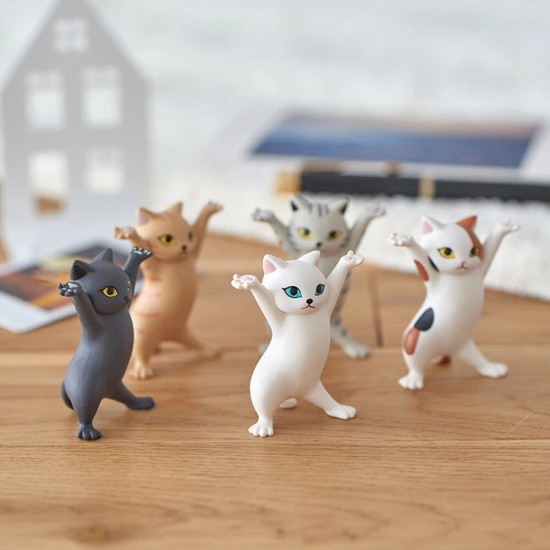 1 PC Cartoon Dancing Cat Figure Doll Figurines Handmade Enchanting Kittens Toy for Office Pen Holder AirPods Desktop Display Decoration Collection Gift