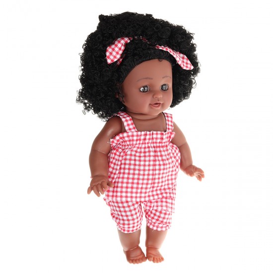 12Inch Soft Silicone Vinyl PVC Black Baby Fashion Doll Rotate 360° African Girl Perfect Reborn Doll Toy for Birthday Gift