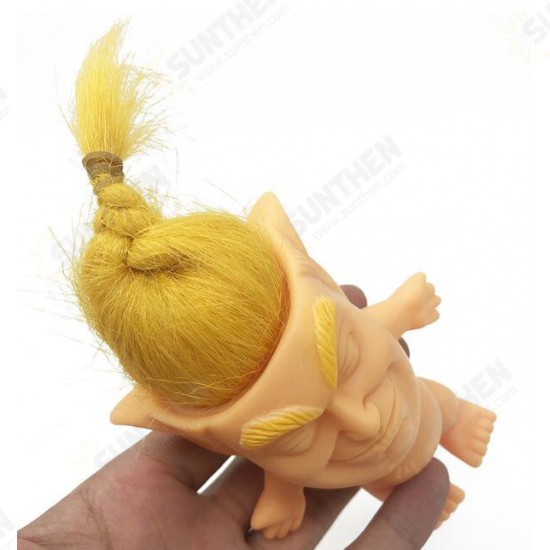 6*9*10cm Thick Yellow Hair Two Kinds of Style Evade Glue Troll Doll for Vent Toy