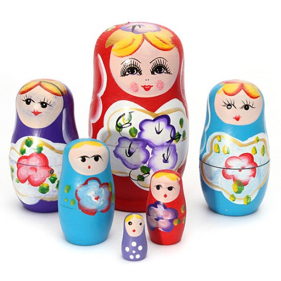 Lovely Russian Nesting Matryoshka 5-Piece Wooden Doll Set