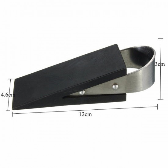 Rubber & Stainless Steel Door Stop Wedge Safety Protector Stopper Block