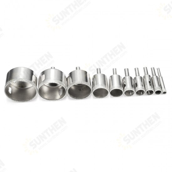 10pcs Diamond Hole Saw Set Tile Ceramic Glass Porcelain Marble 8mm-50mm Hole Saw Drill Bit