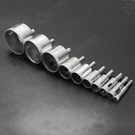 10pcs Diamond Hole Saw Set Tile Ceramic Glass Porcelain Marble 8mm-50mm Hole Saw Drill Bit