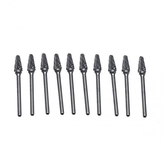 10pcs Double-striped Tungsten Steel Solid Carbide Burrs Rotary File Tools Drill Bits Kit