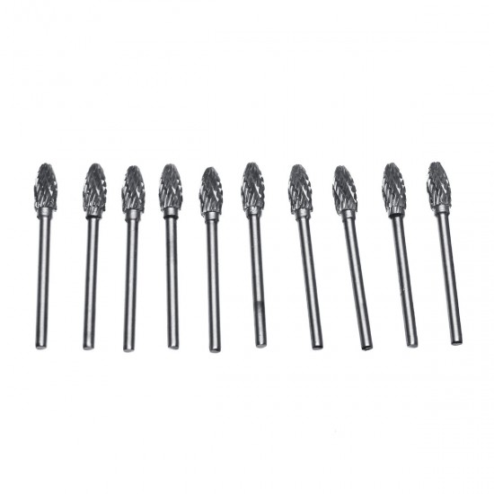 10pcs Double-striped Tungsten Steel Solid Carbide Burrs Rotary File Tools Drill Bits Kit