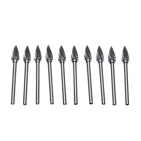 10pcs Double-striped Tungsten Steel Solid Carbide Burrs Rotary File Tools Drill Bits Kit