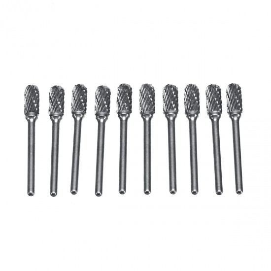 10pcs Double-striped Tungsten Steel Solid Carbide Burrs Rotary File Tools Drill Bits Kit