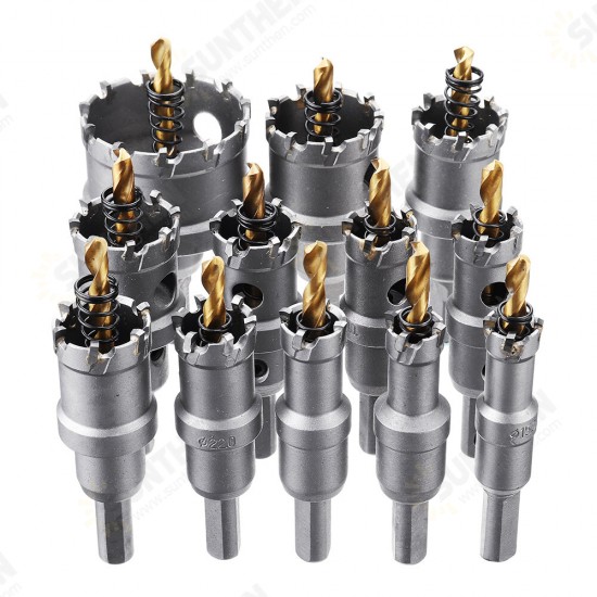 12pcs 15mm-50mm Upgrade M35 Titanium Coated Hole Saw Cutter Hole Opener for Stainless Steel Aluminum Alloy