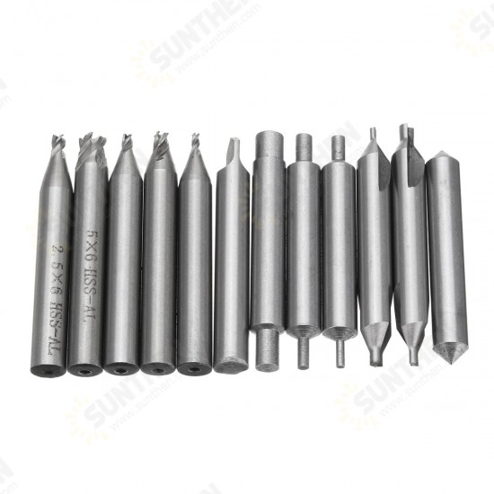 12pcs HSS Milling Cutter Drill Bit Set Locksmith Tools Vertical Spare Parts For Key Cutting Machine