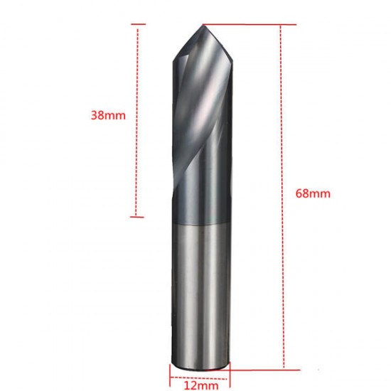 2 Flutes 12mm Carbide Chamfer Mill 90 Degree End Milling Cutter Bit