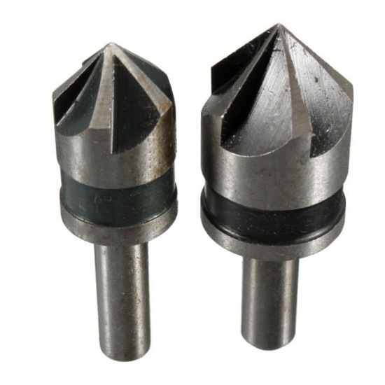 2pcs 5 Flute 82 Degree 1/4 Shank Countersink Drill Bit Set Chamfer Cutter