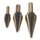 3pcs HSS Nitrogen Step Drill Bit Set 3/16-1/2 1/4-3/4 3/16-7/8