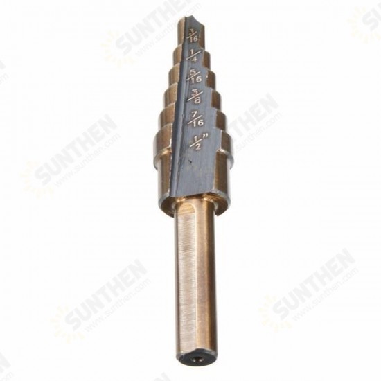 3pcs M7 HSS Step Drill Bit Set 3/16-1/2 1/4-3/4 3/16-7/8 Inch