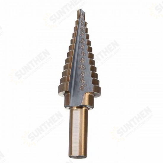 3pcs M7 HSS Step Drill Bit Set 3/16-1/2 1/4-3/4 3/16-7/8 Inch