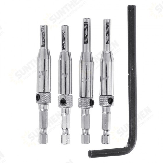 4Pcs Professional Doors Self Centering Hinge Hardware Drill Bit Set