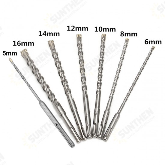 5-16mm Concrete Drill Bit 160mm Length Double SDS Plus Slot Masonry Hammer Drill Bit