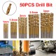 50pcs Titanium Coated High Speed Steel Twist Drill Bit1/1.5/2/2.5/3mm Twist Drill BitWoodworking