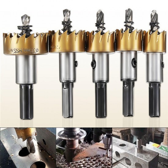 5Pcs High Speed Steel Drill Bits 16-30mm Hole Saw Cutter Set