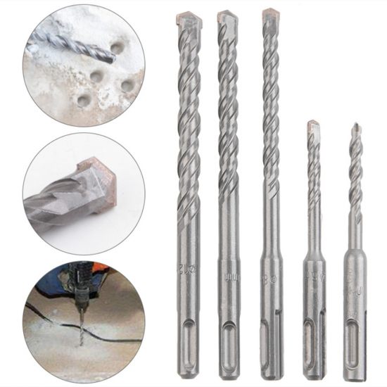 5pcs 6-12mm Hammer Drill Bits Masonry Drill Bits SDS Plus Shank for Electric Hammer