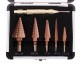 6Pcs HSS Bronze Coated Step Drill Bit With Center Punch Drill Set Hole Cutter Drilling Tool