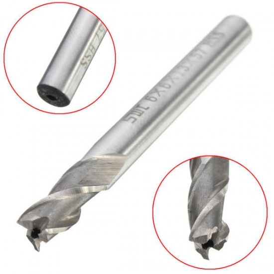 6mm 3 Flute HSS Aluminium Extra Long End Mill Cutter CNC Bit