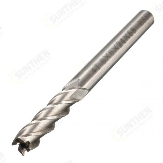 6mm Shank Aluminum Hard HSS Cutter Blade 6x6x24x68mm Lengthened End Mill Router Bit