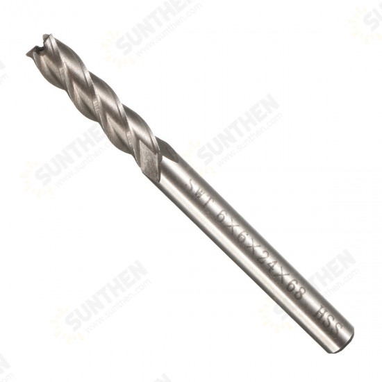 6mm Shank Aluminum Hard HSS Cutter Blade 6x6x24x68mm Lengthened End Mill Router Bit