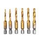 6pcs 1/4 Inch M3-M10 Composite Tap HSS Combination Drill Tap Bit Set Hex Shank Deburr Countersink Bits