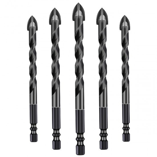 6pcs 6-12mm 4 Flute Cross Tile Drill Bits Set Alloy Triangle Twist Drill Stone Glass Ceramic Concrete Drill Bits Hole Opener for Metal Wood Drilling