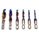 6pcs M3-M10 Combination Drill Tap Bit Hex Shank Blue Coated Deburr Countersink Bits Screw Thread Metric Tap