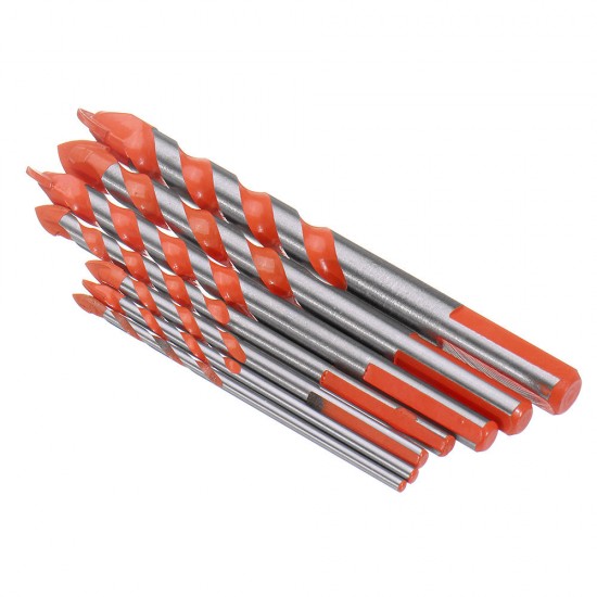 7Pcs 3-12mm Triangle Shank Drill 3/4/5/6/8/10/12mm Ceramic Glass Hole Wall Twist Spiral Drill Bit