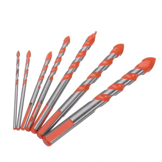 7Pcs 3-12mm Triangle Shank Drill 3/4/5/6/8/10/12mm Ceramic Glass Hole Wall Twist Spiral Drill Bit