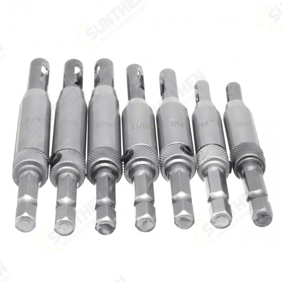 7pcs Self Centering Door Window Hinge Set Twist Wood Drill Bit Hole Puncher