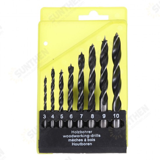 8pcs 3-10mm Carbon Steel Working Auger Drill Woodworking Tool Twist Drill Bit Set