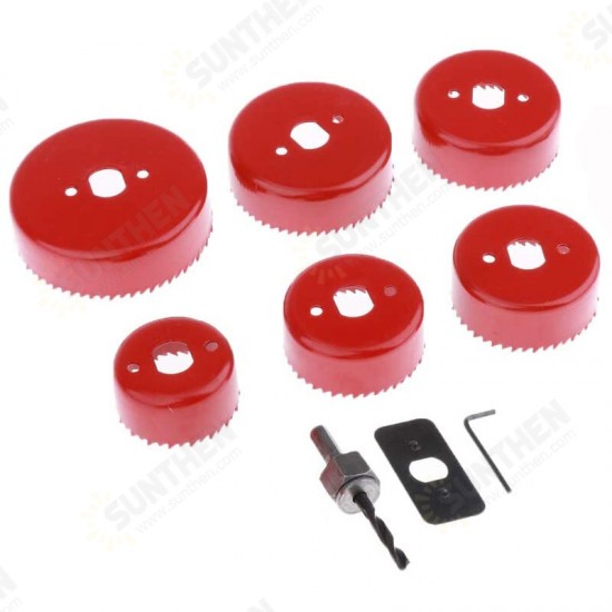 9pcs 51-89mm Hole Saw Cutter Set with Drill Head Anti-slip Fixing Plate Hexagon Shank Arbor