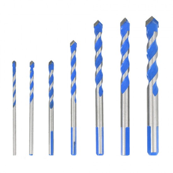 10Pcs 3/4/5/6/8/10/12mm Multi-functional Glass Drill Bit Tungsten Carbide Tip Triangle for Ceramic Tile Concrete Brick Metal Stainless Steel Wood