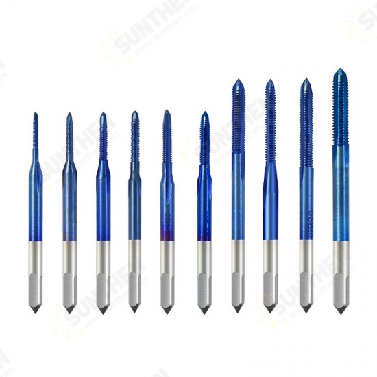 10Pcs Blue Nano Thread Tap M1-M3.5 HSS Metric Plug Tap Screw Tap Drill Machine Tap